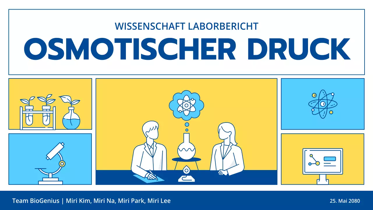 Hellblau und gelbe Linie Illustration sauber Wissenschaft Experiment Bildung Klasse Präsentationsthema