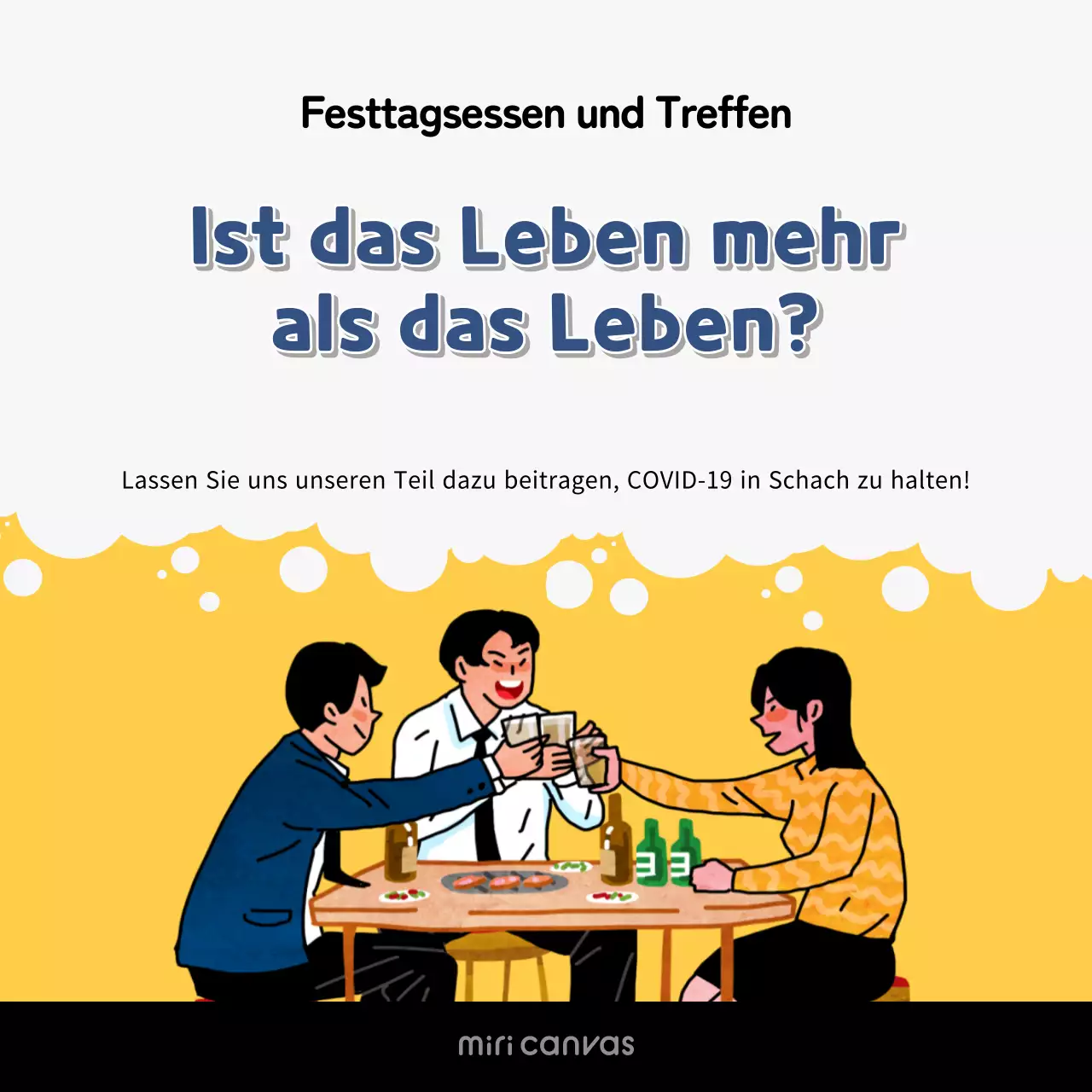 Vermeiden Sie Corona Holiday Gatherings in weißen und gelben Social Media Quadraten