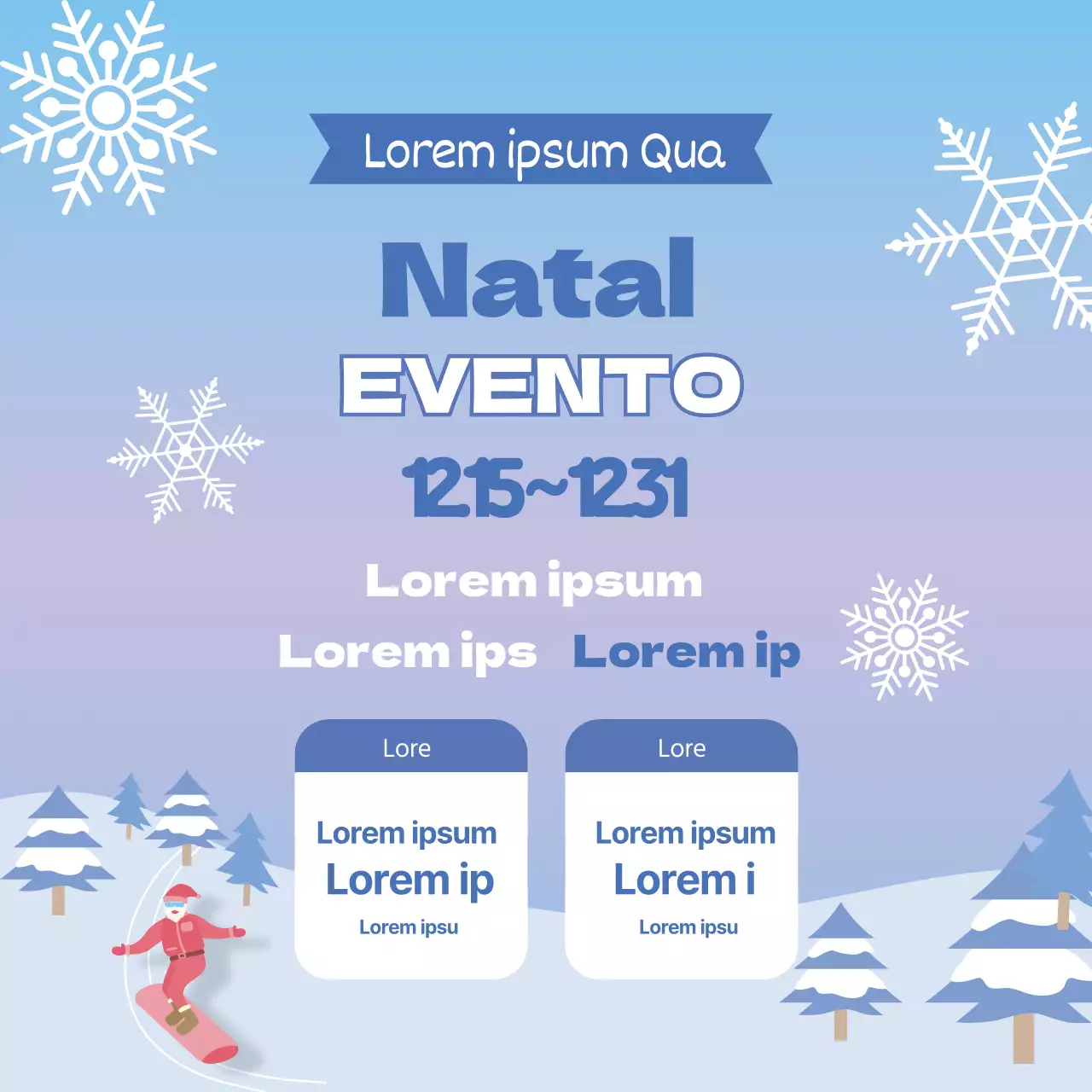 Ilustração de gradiente azul Estância de esqui de Natal evento de desconto
