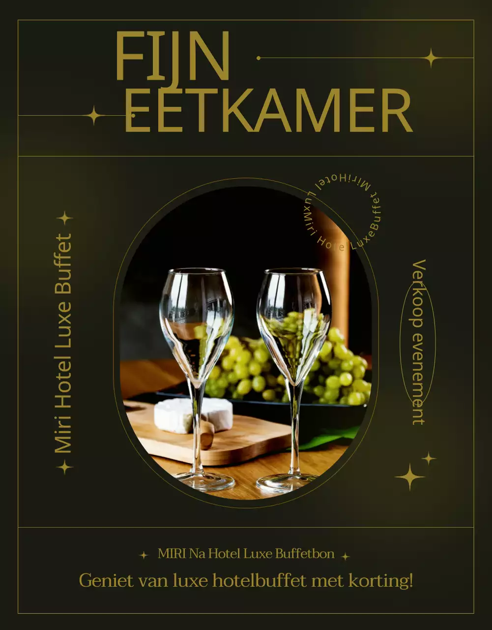 Promoot verfijnd dineren in hotels in donkergroen en goud