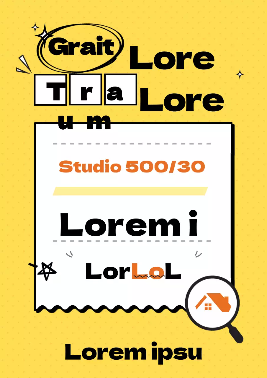 Bewerben Sie Ihre zum Verkauf stehende Immobilie mit einem handgeschriebenen Look in Gelb und Schwarz