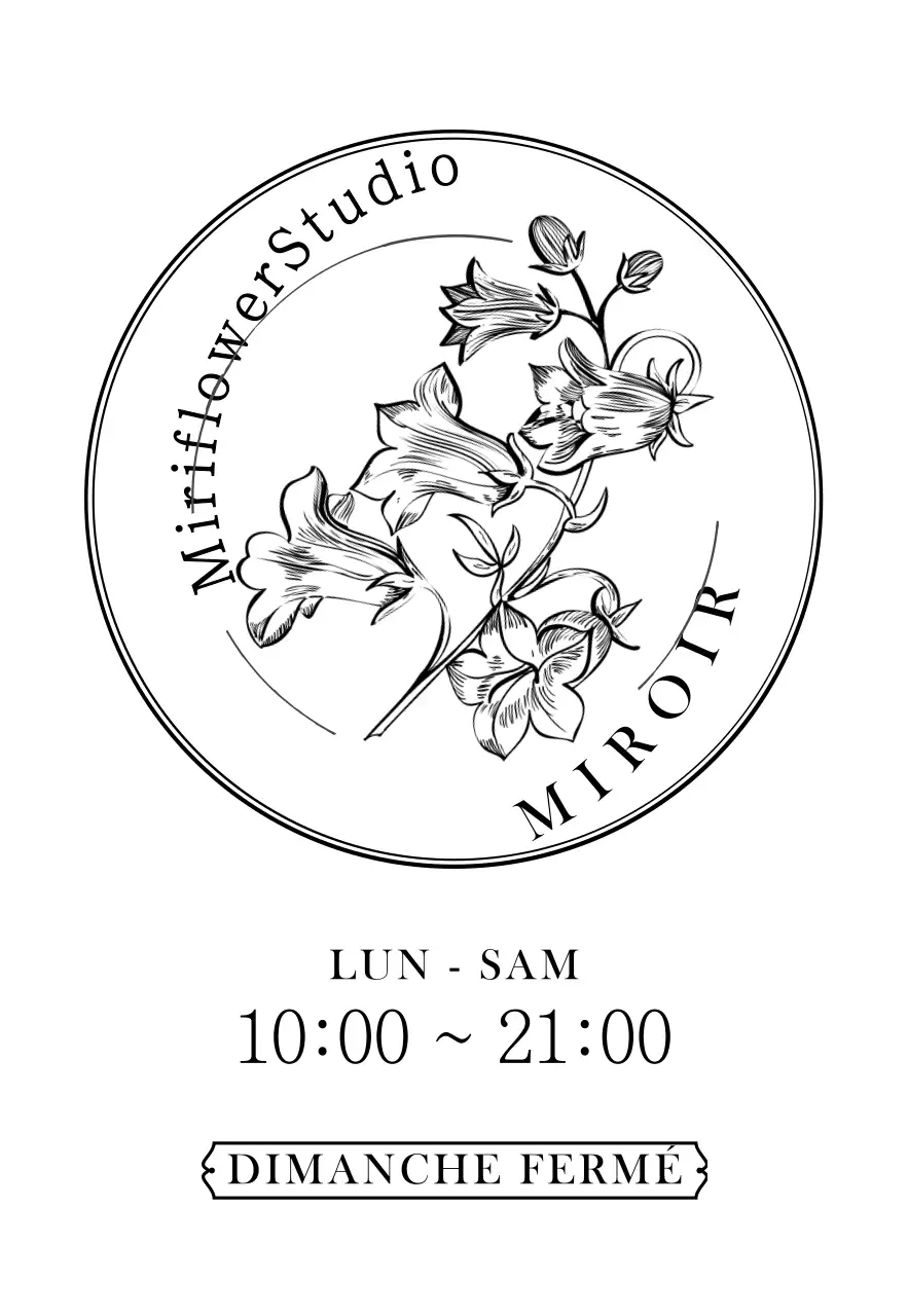 Fleuriste de style vintage avec illustration florale au trait noir