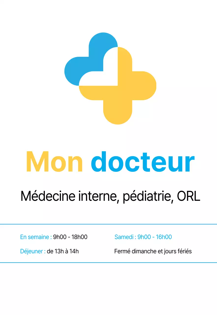 Une clinique de médecine interne bleue et jaune aux lignes épurées