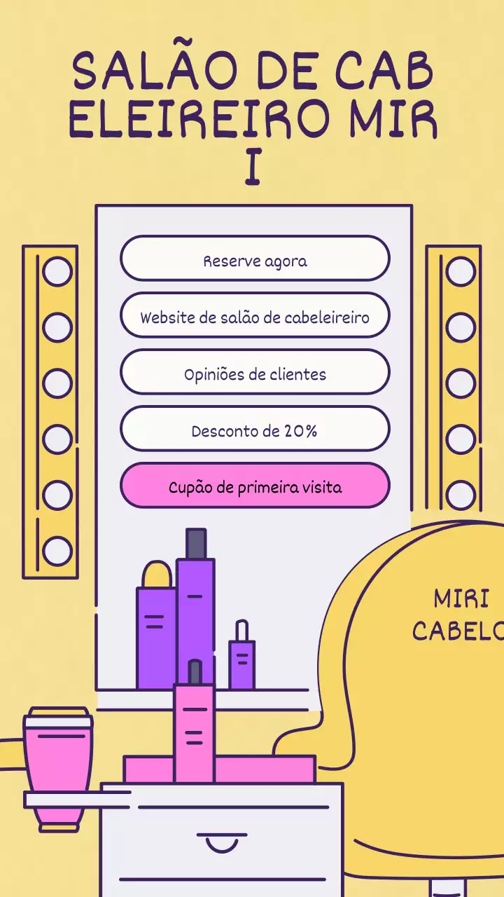 Marcação para salão de cabeleireiro retro amarelo