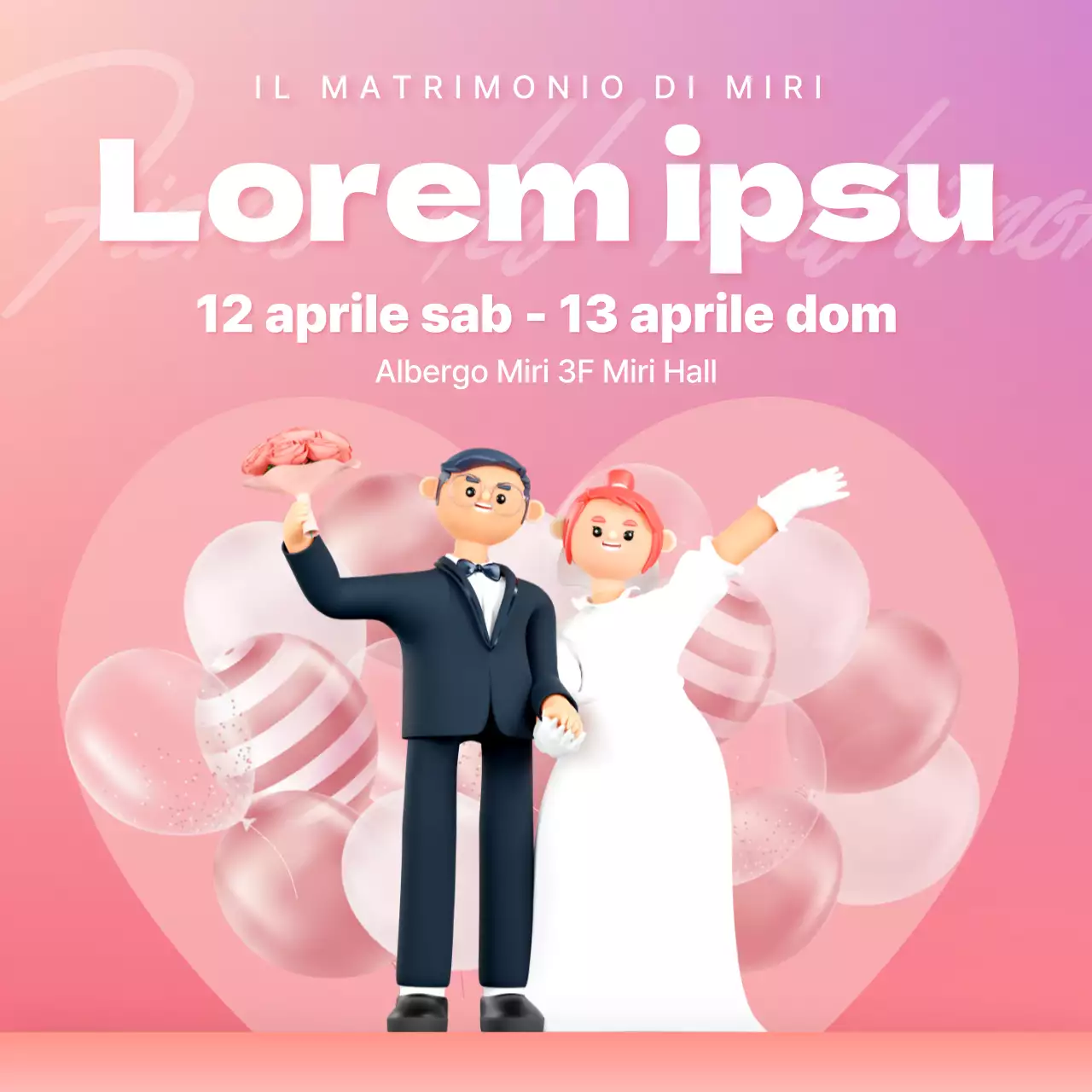 Bellissimo annuncio per la fiera del matrimonio a tema rosa
