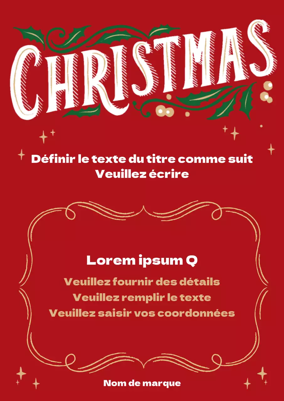 Affiche verticale de Noël illustrée en rouge