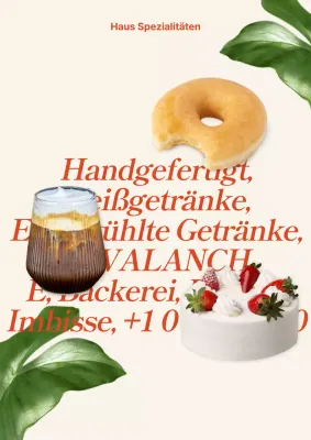 Cafe-Bäckerei-Menü in Beige und Rot