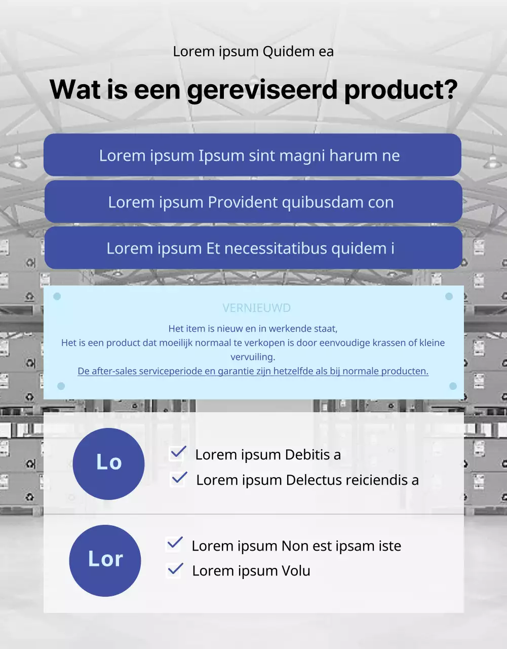 Grijze en blauwe apparatuur renovatie verkoop detailpagina