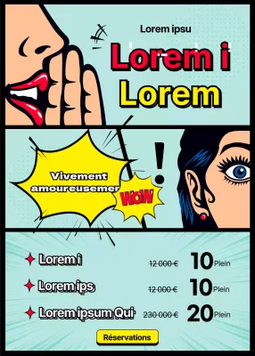 Une exposition spéciale de produits de comblement des lèvres avec un concept de bande dessinée bleue et jaune