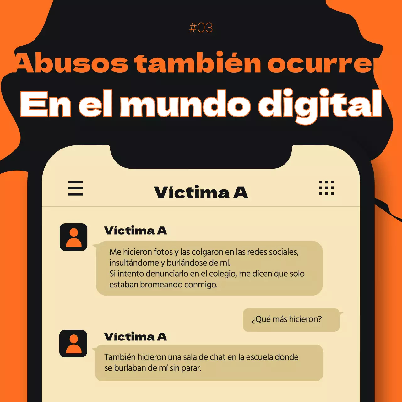 Promoción de la erradicación de la violencia escolar en naranja