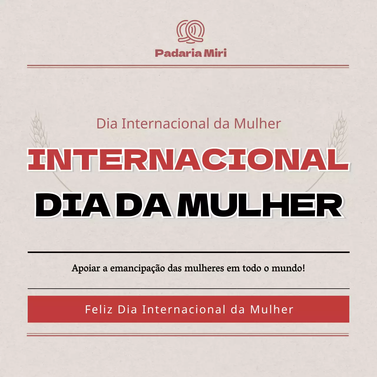 Conceito de jornal em bege e vermelhoCartão do Dia Internacional da MulherNotícias