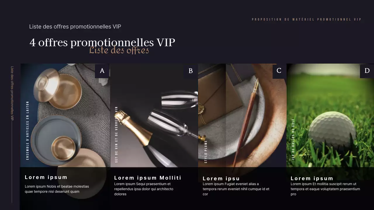 Les touches de couleur or et noir créent une ambiance luxueuse.