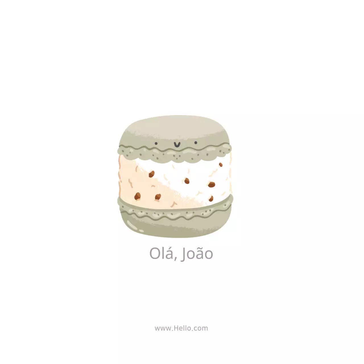 Cartão postal promocional de café com personagem de macaroon de cores vivas