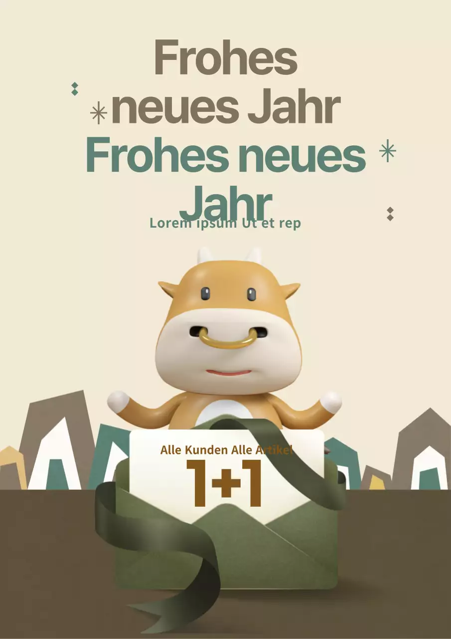 Neujahrsereignis mit gelben und braunen Buchstabenbildern