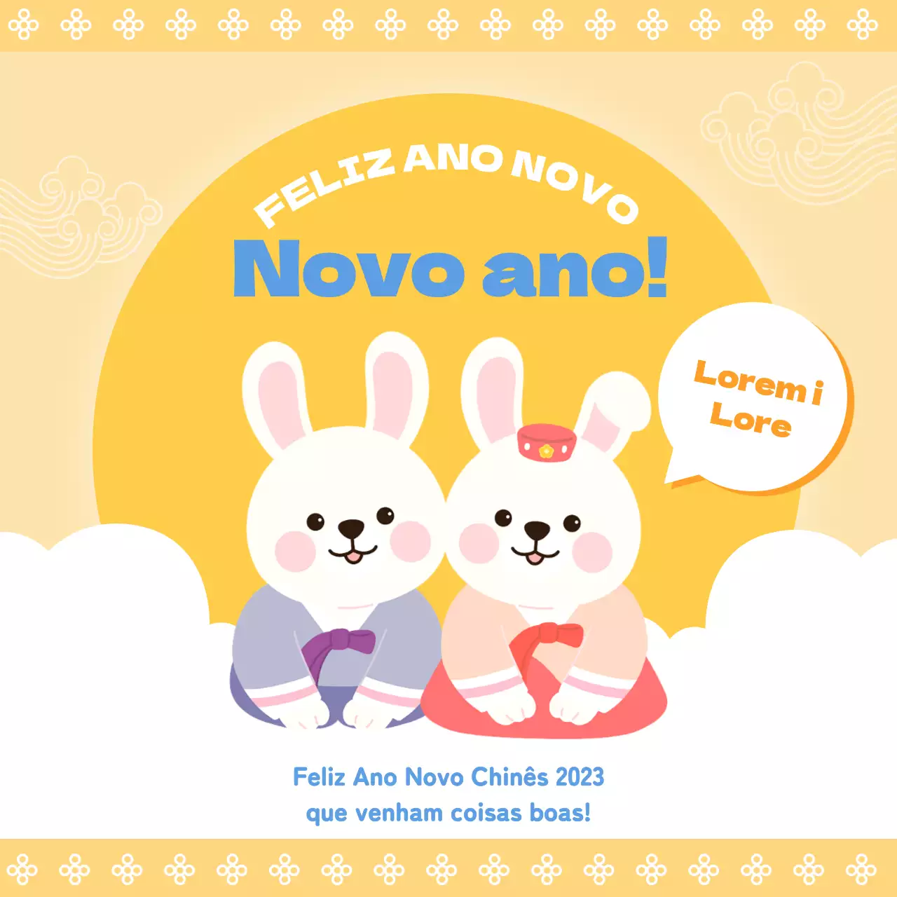 Saudações de Ano Novo em amarelo no Instagram