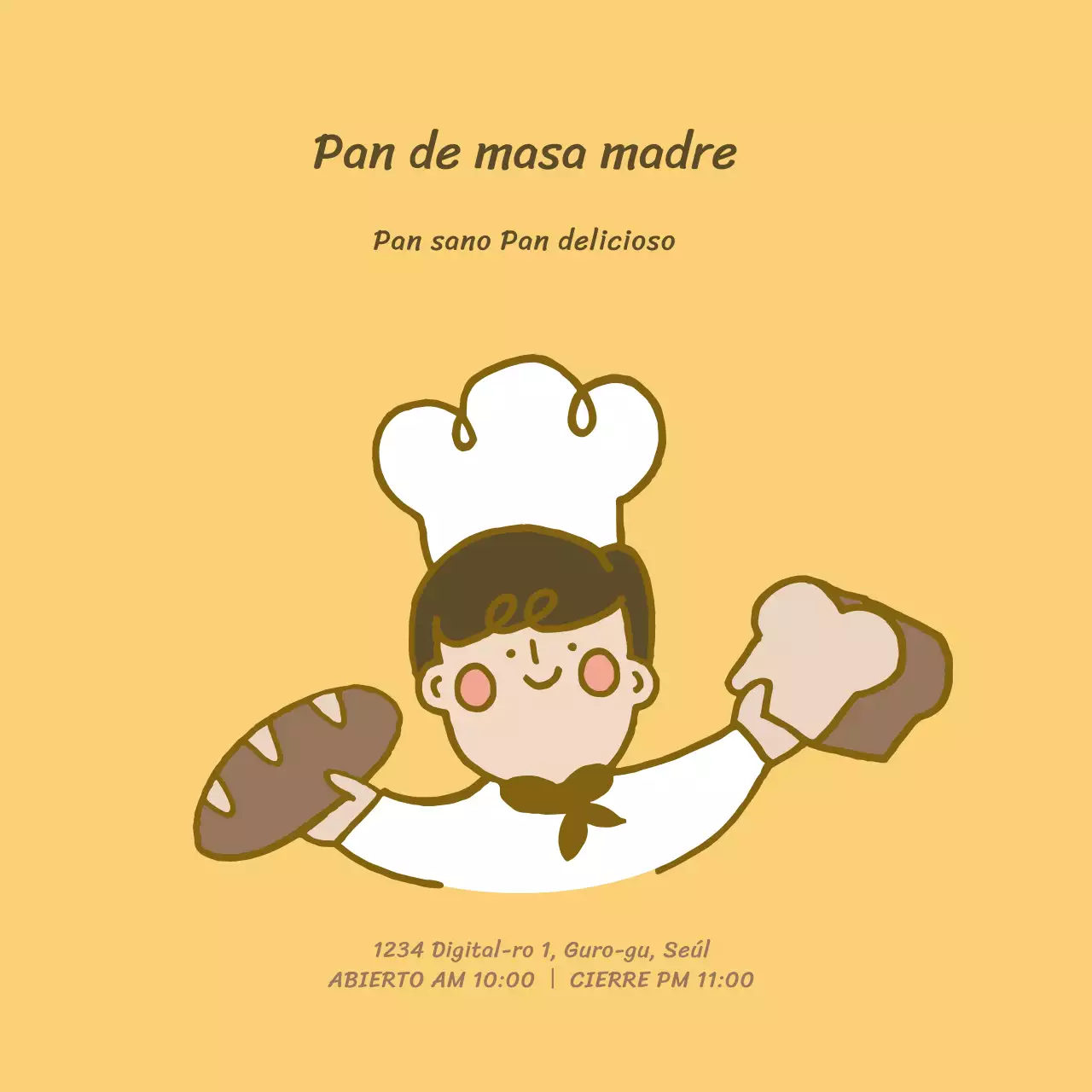 Cocinero simpático amarilloTarjeta de personaje de panaderíaTarjeta postal