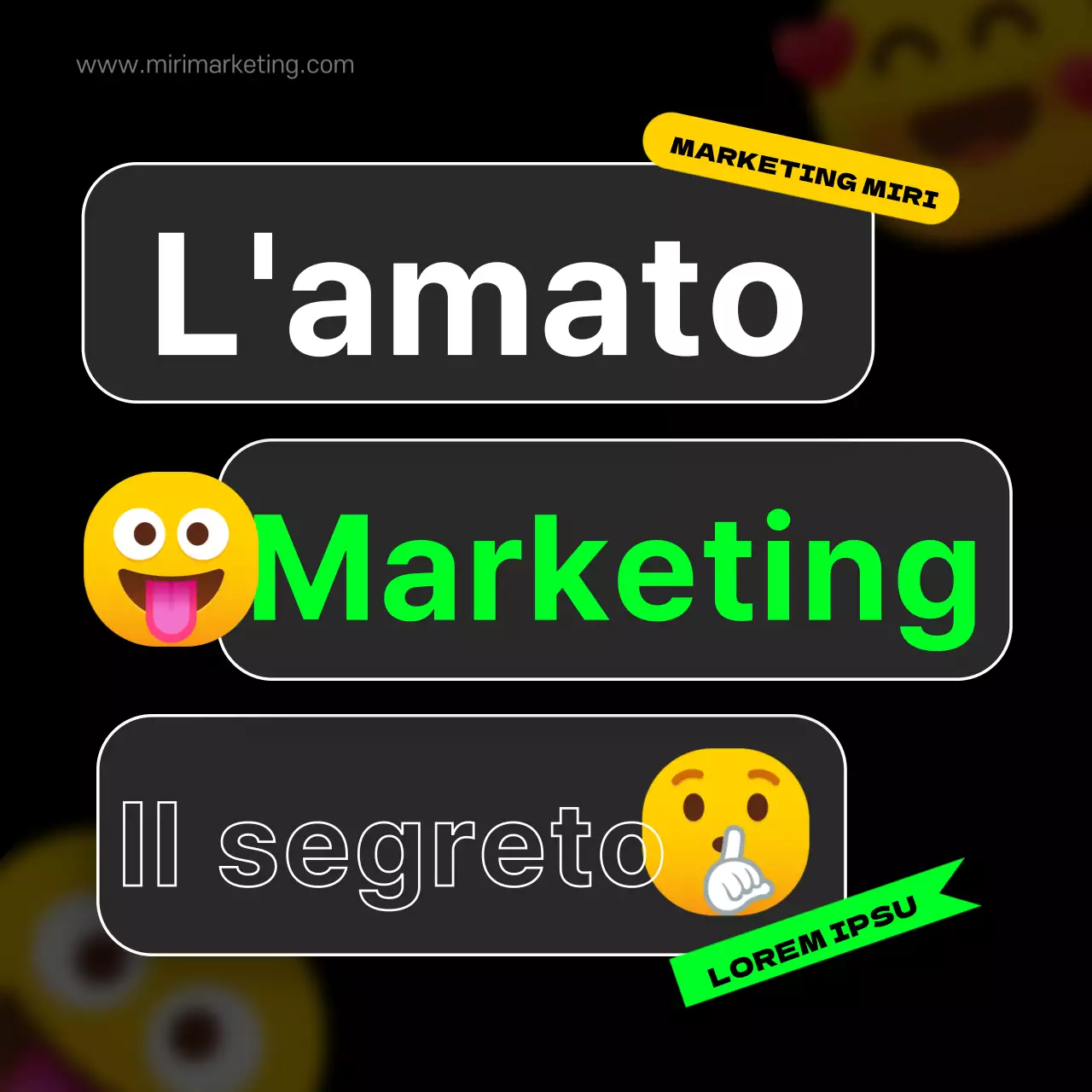 Punti emoji neri e fluorescenti per un marketing divertente