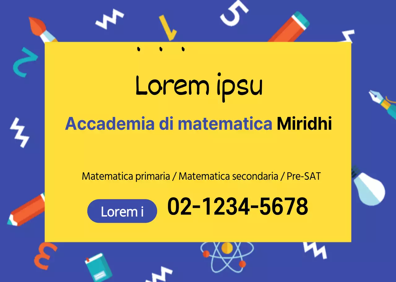 Modello di illustrazione di una finestra blu che promuove una scuola di matematica