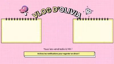 Dernière page d'abonnement à YouTube dans un cadre d'agenda sur fond de carreaux roses