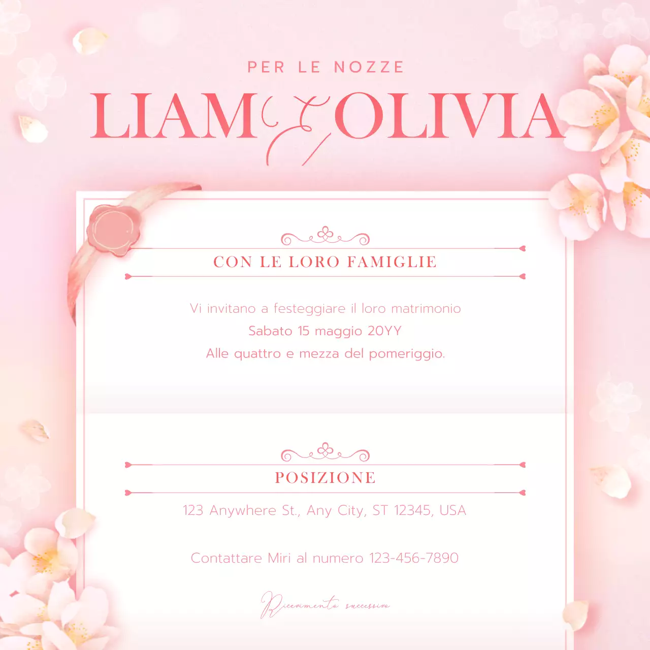 Matrimonio a tema con carta da lettere floreale rosa