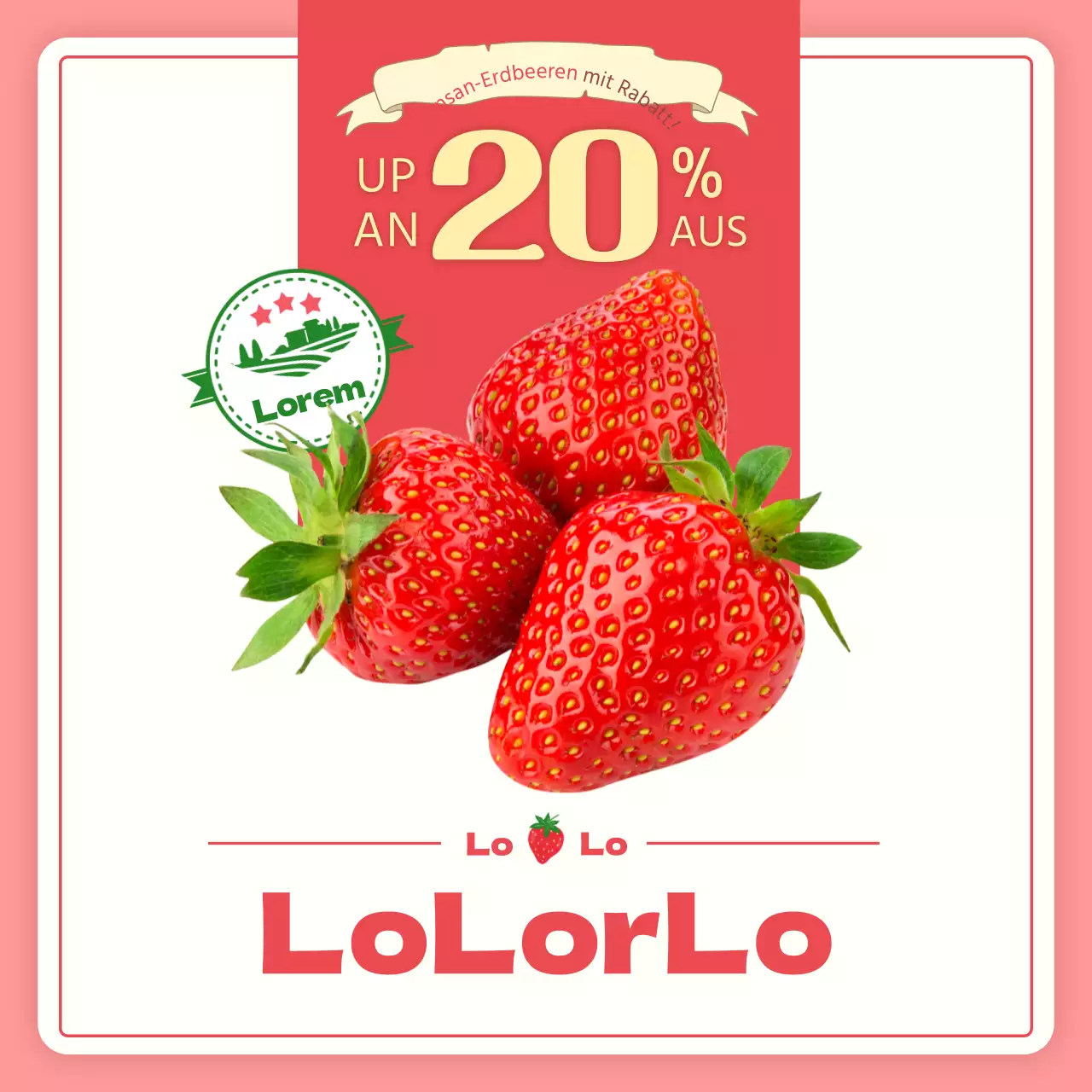 Rosa und rote Erdbeeren mit Preisnachlass