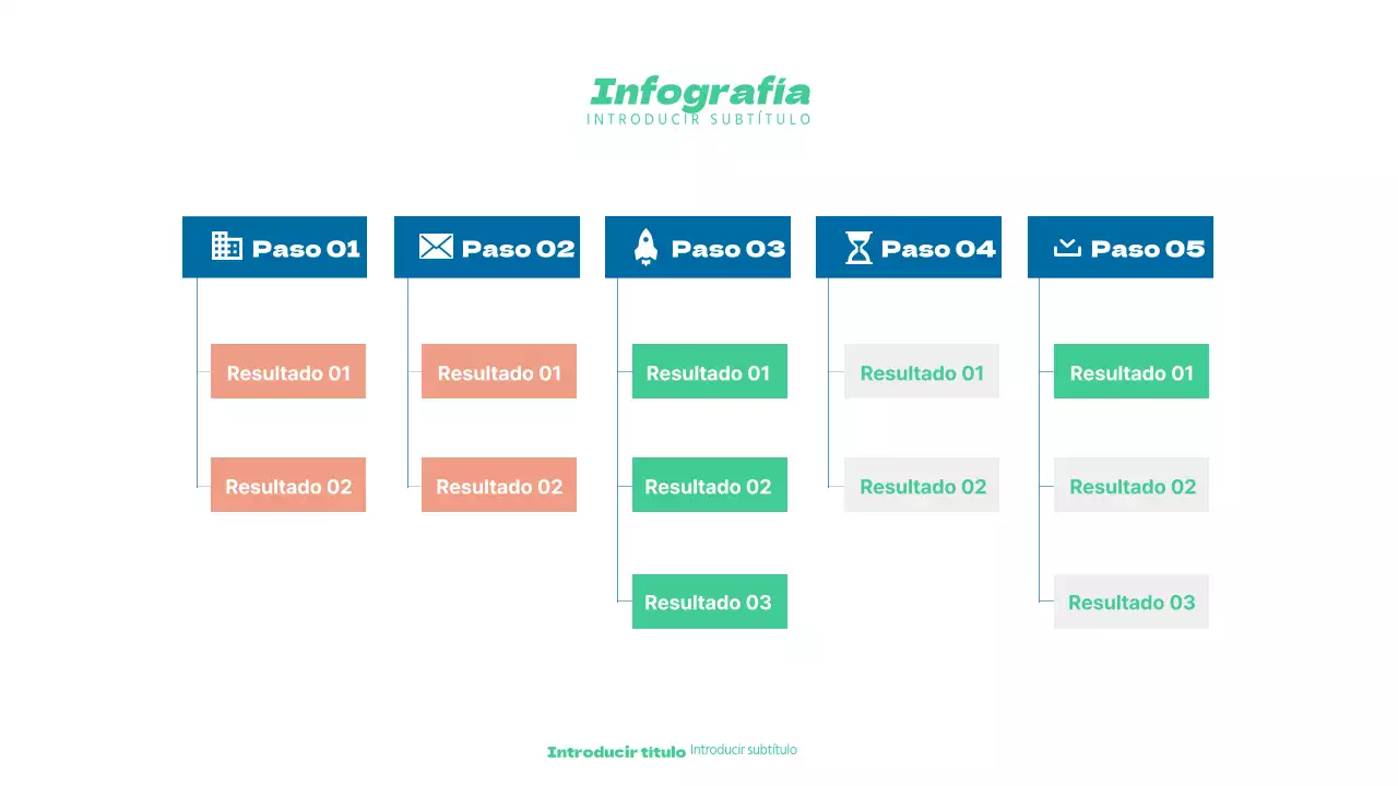 Una línea de tiempo limpia en naranja y azul