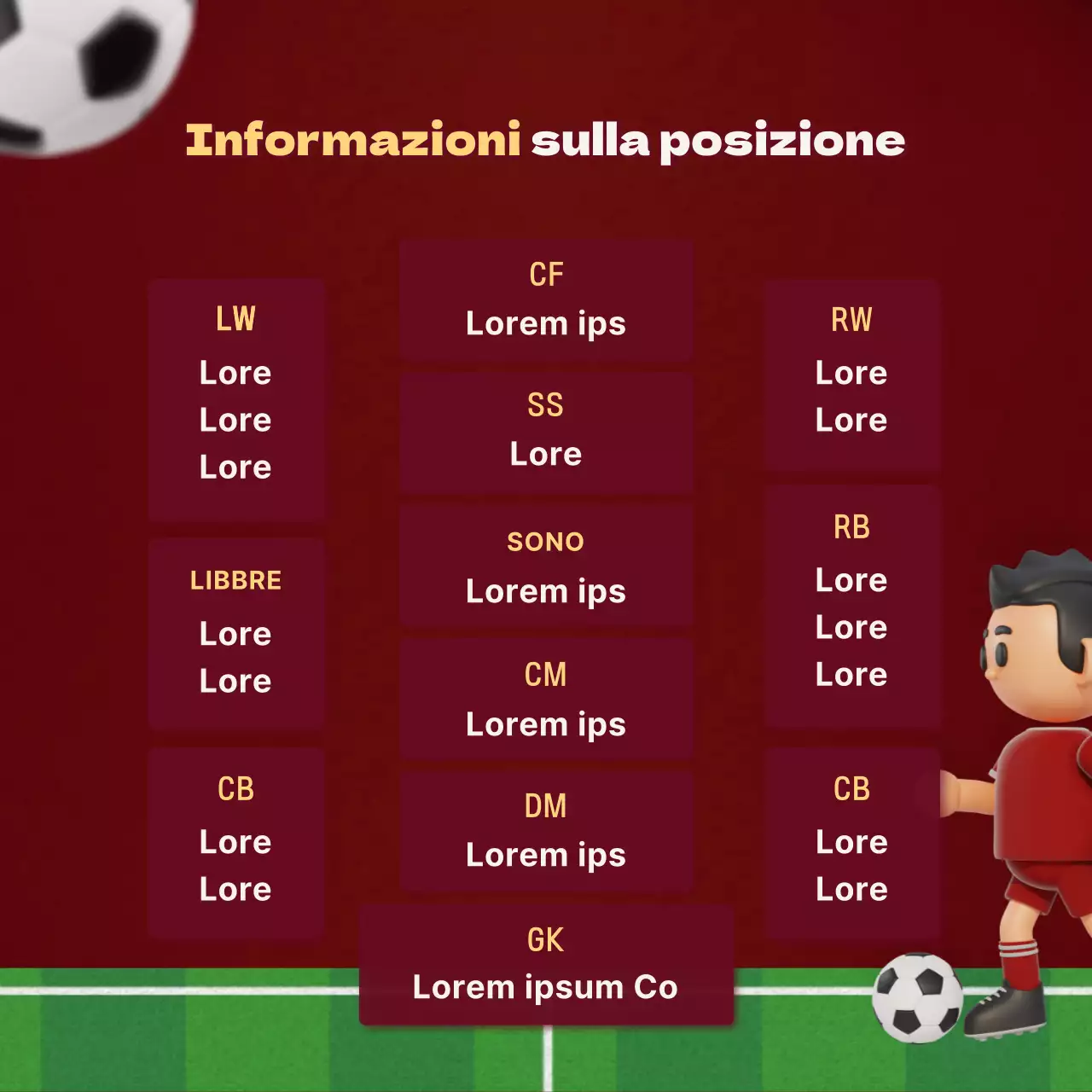 Informazioni sulla posizione del gioco del calcio in rosso