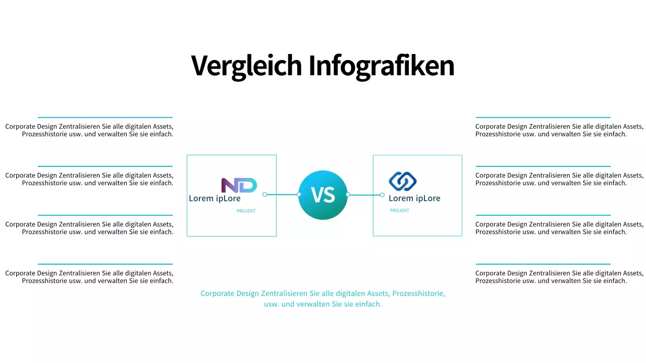 Einfache blaue Infografik zum Unternehmensvergleich