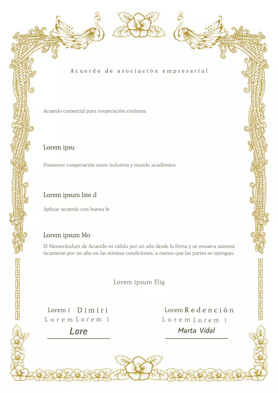 Convención en marco dorado ornamentado concepto