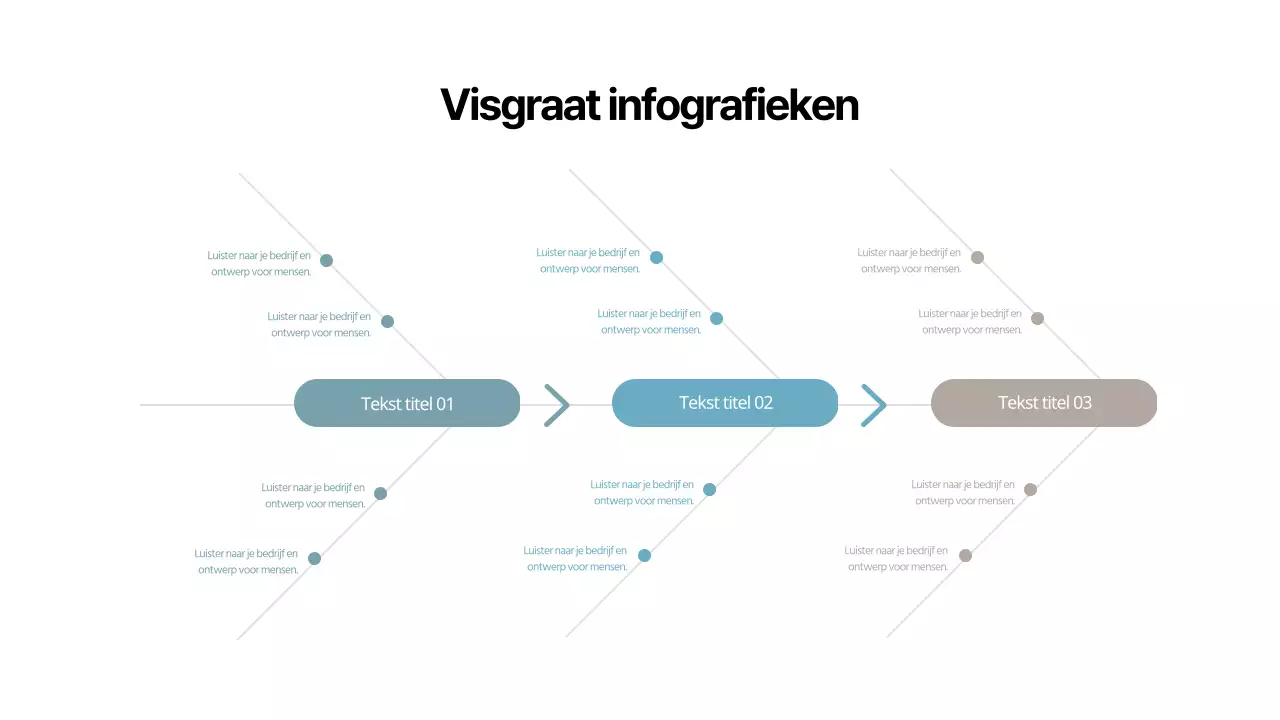 Eenvoudige zakelijke visgraat infographic in lichtblauw en bruin