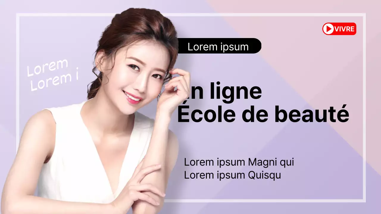 Vignette YouTube avec un modèle féminin lié à la beauté sur fond mauve