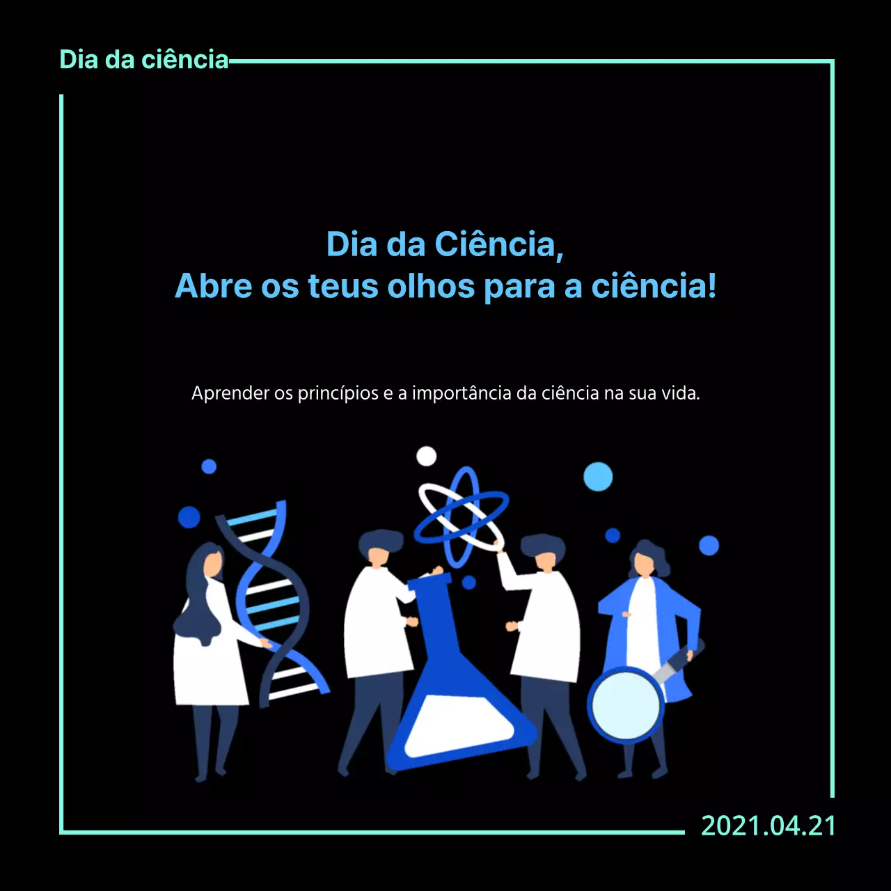 Um dia de ciência limpa em preto e azul claro