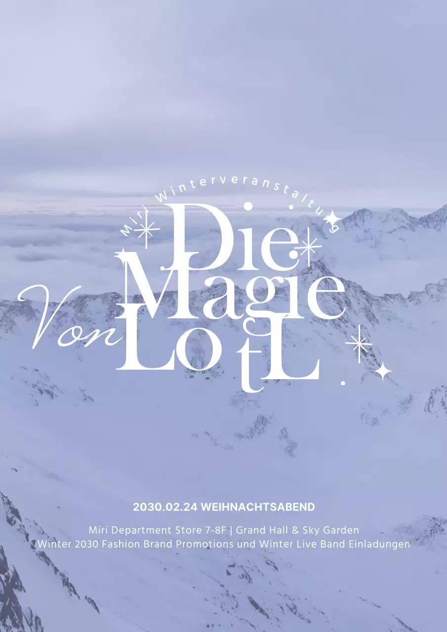 Winter Schnee Berg vertikale Poster in weiß und hellblau