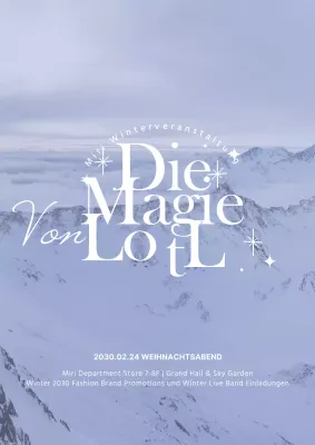 Winter Schnee Berg vertikale Poster in weiß und hellblau