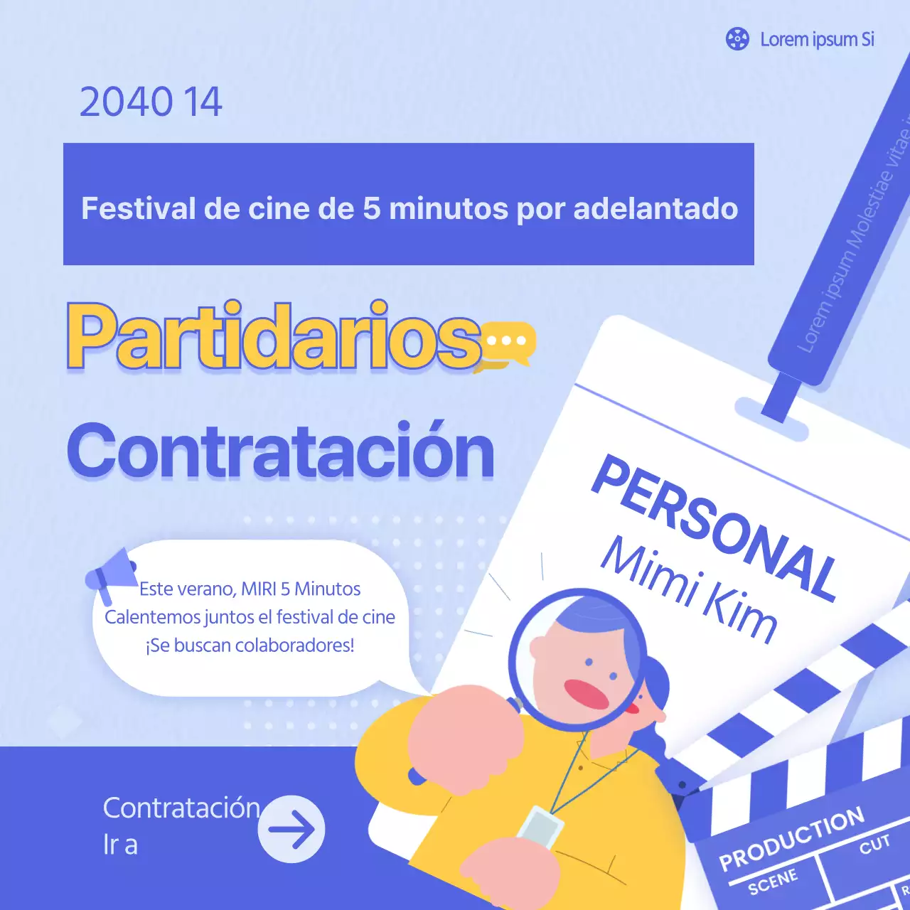 Tarjeta de invitación para el Festival de Cine de Ilustración BlueYellowPointNoticias