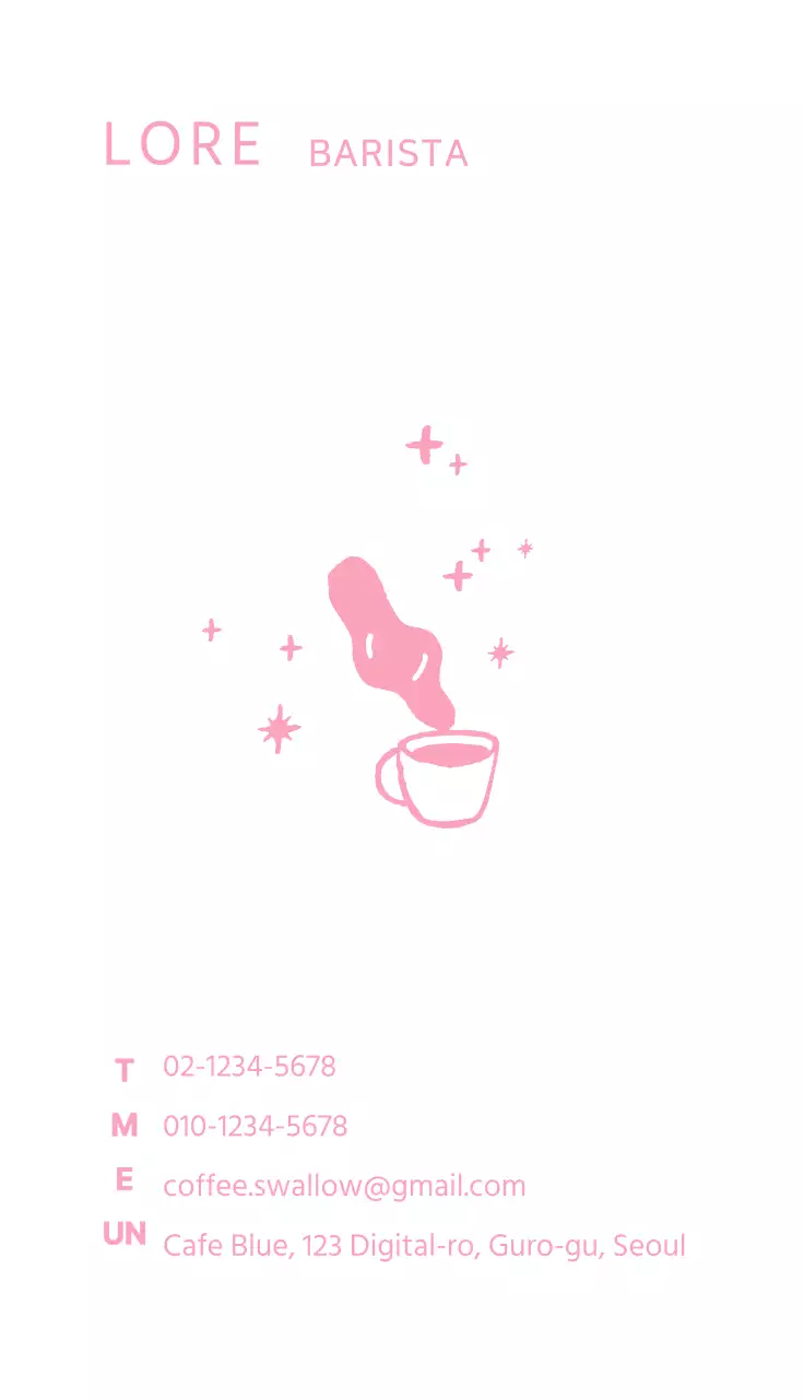 Rosa disegnato a mano caffè biglietto da visita illustrazione per un caffè