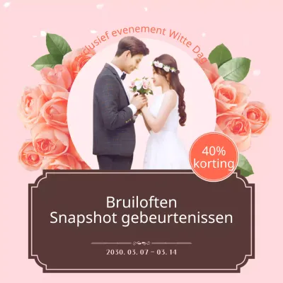 Roze roos thema witte dag bruiloft shoot evenement social media