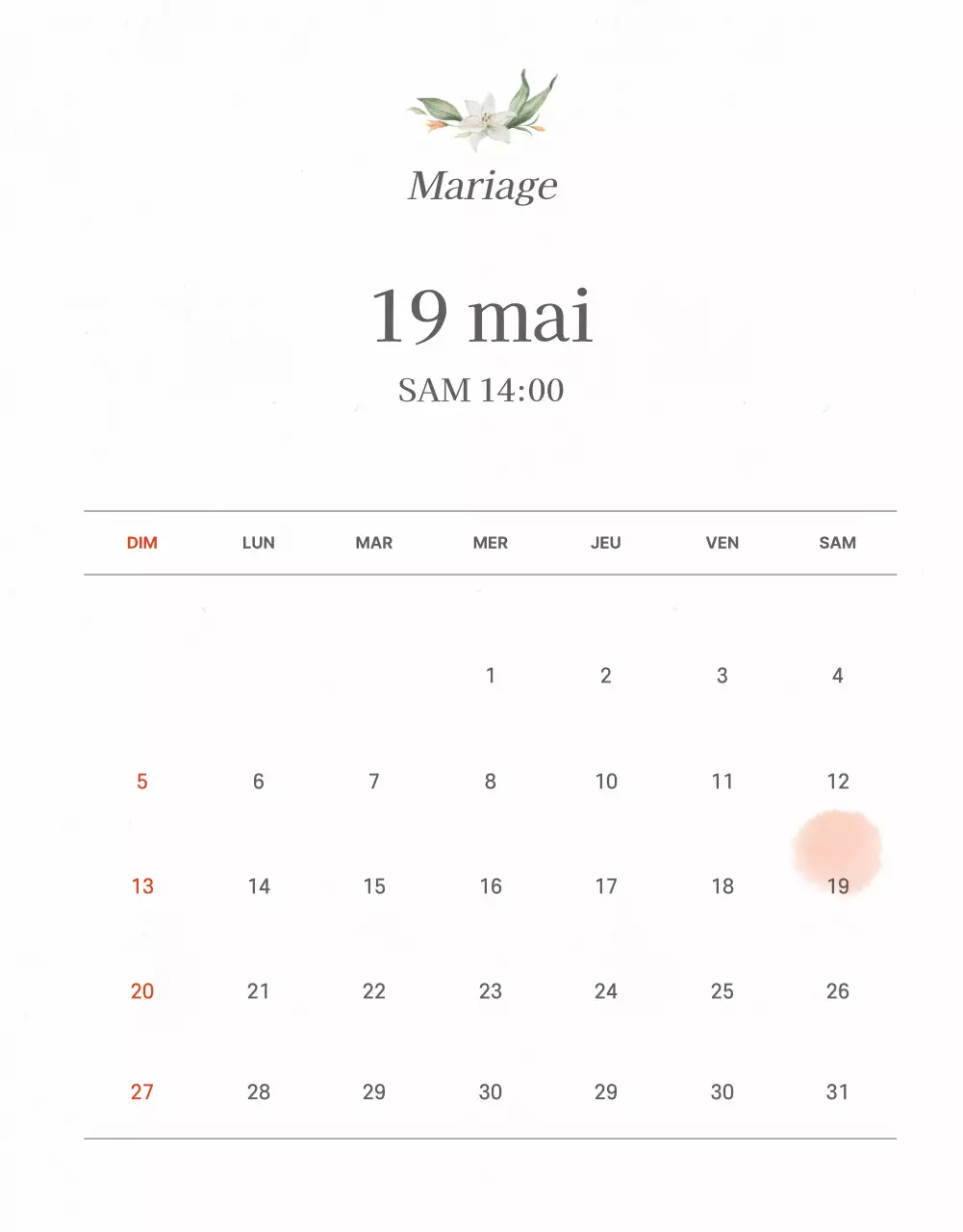 Invitation de mariage mobile gris clair et floral