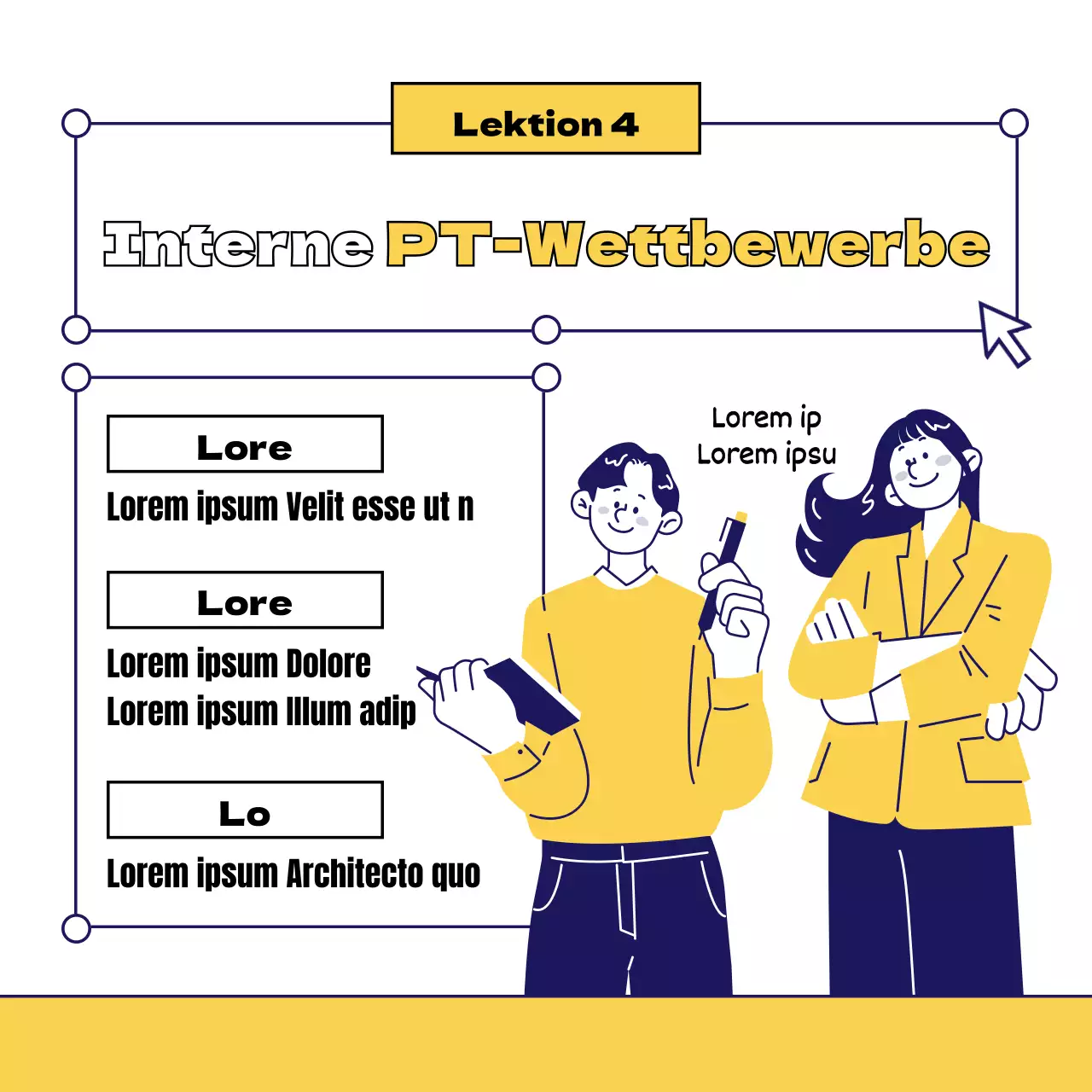 Interner PT-Wettbewerb mit gelbem PowerPoint-Skalierungskonzept