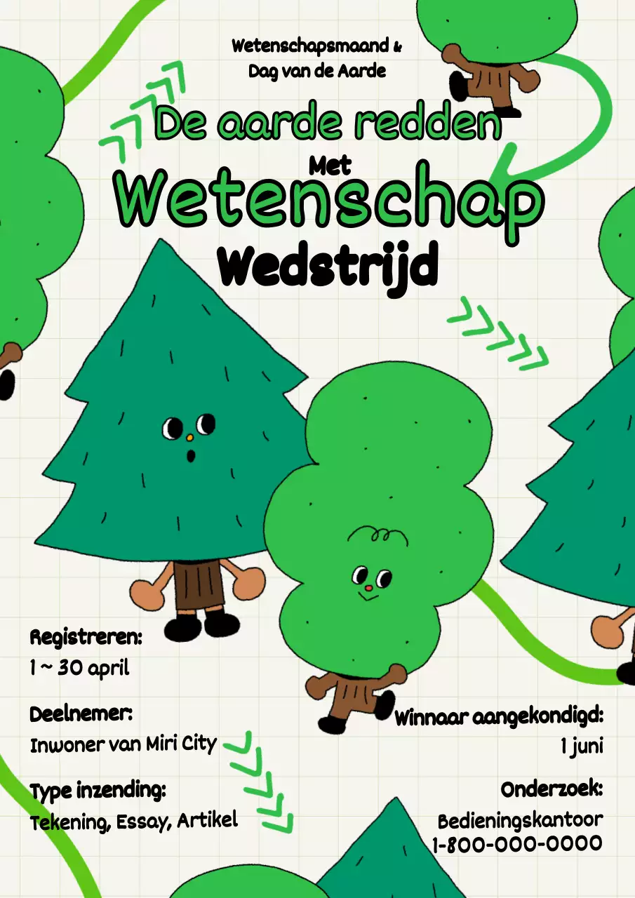 Wetenschapsdagwedstrijd voor lotuszaad en groene boom Karakterpunten