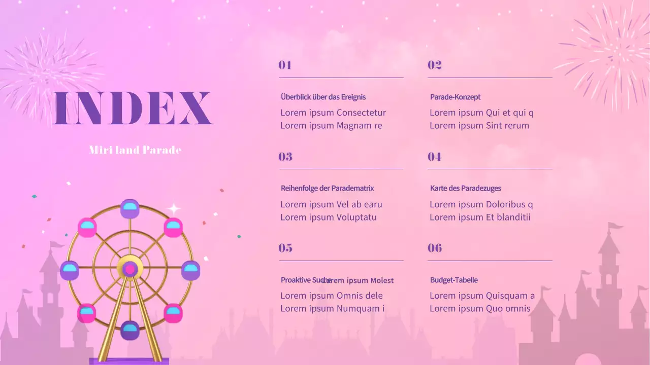 Pastellfarbene Vergnügungspark-Parade Event-Planer