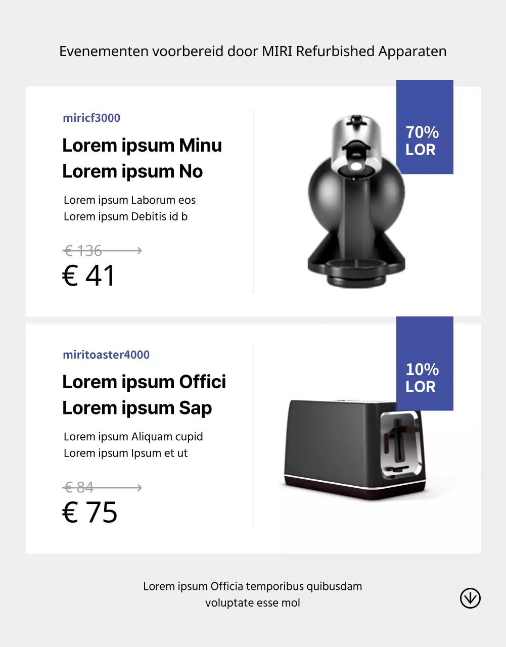 Grijze en blauwe apparatuur renovatie verkoop detailpagina