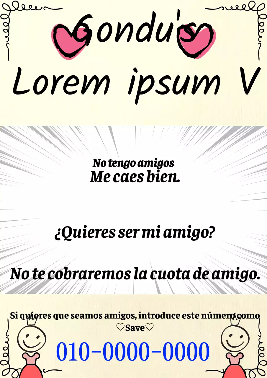 Anuncia el trabajo de tu amigo con un bonito texto en negro