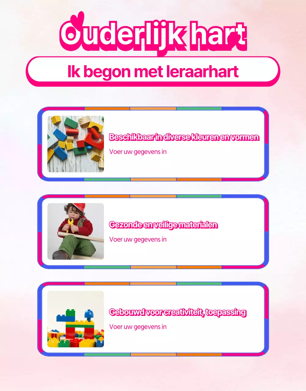 Kleurrijk, met regenboog geïllustreerd promotiemateriaal voor de kinderparochie