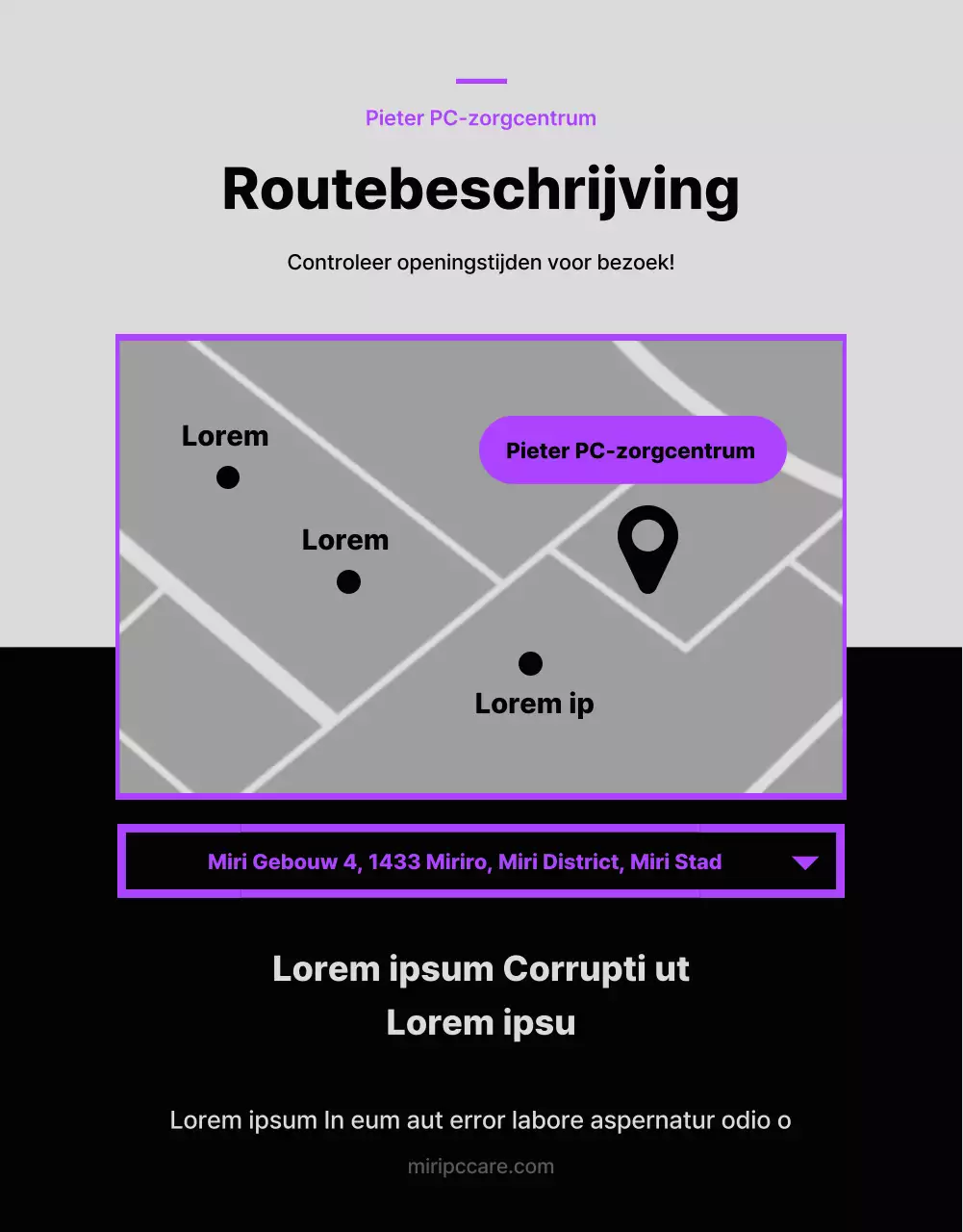 Promoot reparatiediensten voor elektronica met paarse punten (meer)