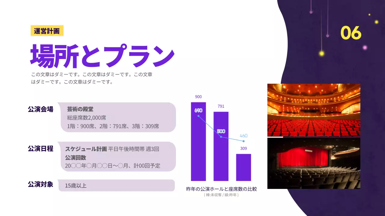 紫 モダン ミュージカル 企画書 プレゼンテーション