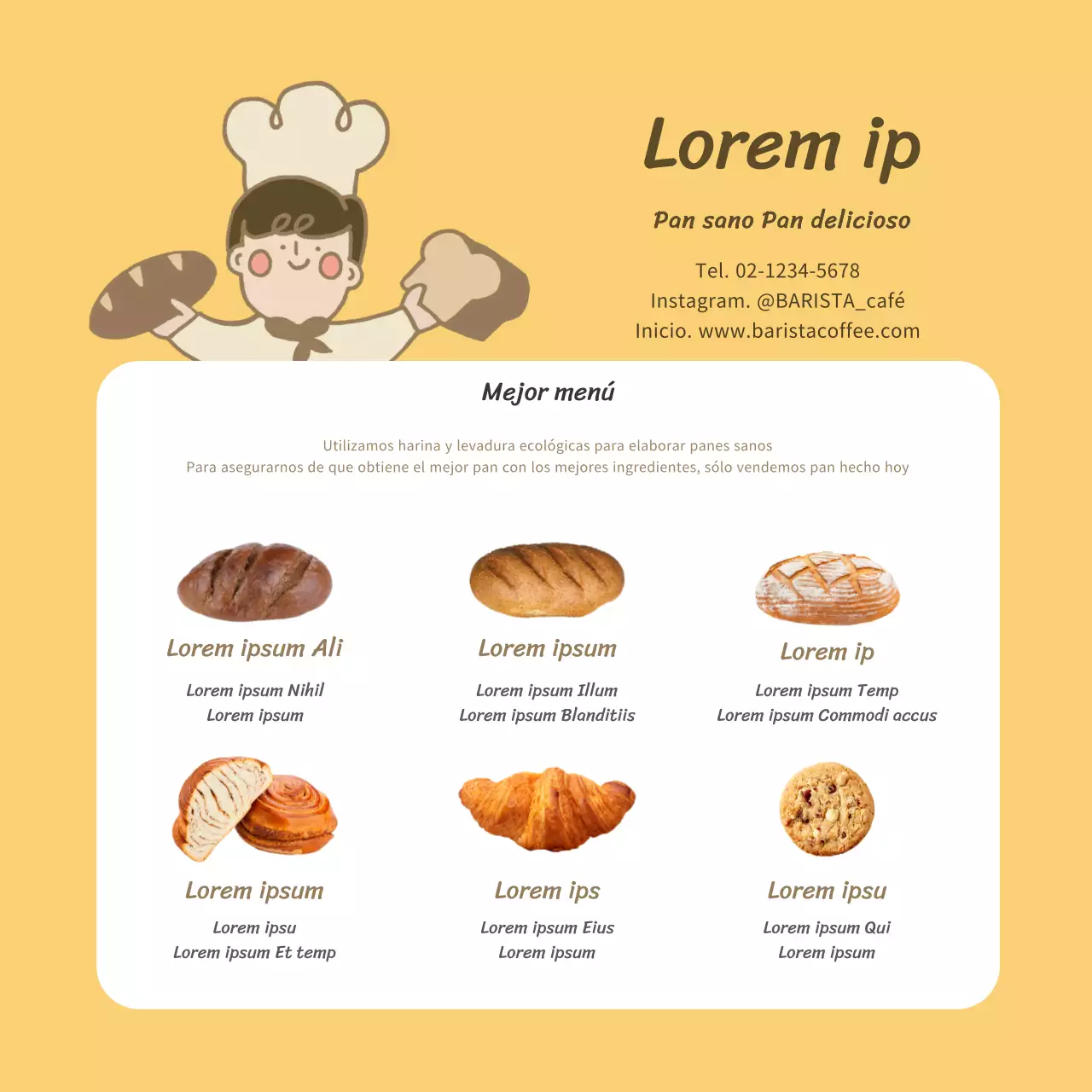 Cocinero simpático amarilloTarjeta de personaje de panaderíaTarjeta postal