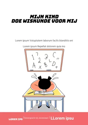 Promoot een wiskundeschool voor kinderen met een illustratie van een roze, huilend kind
