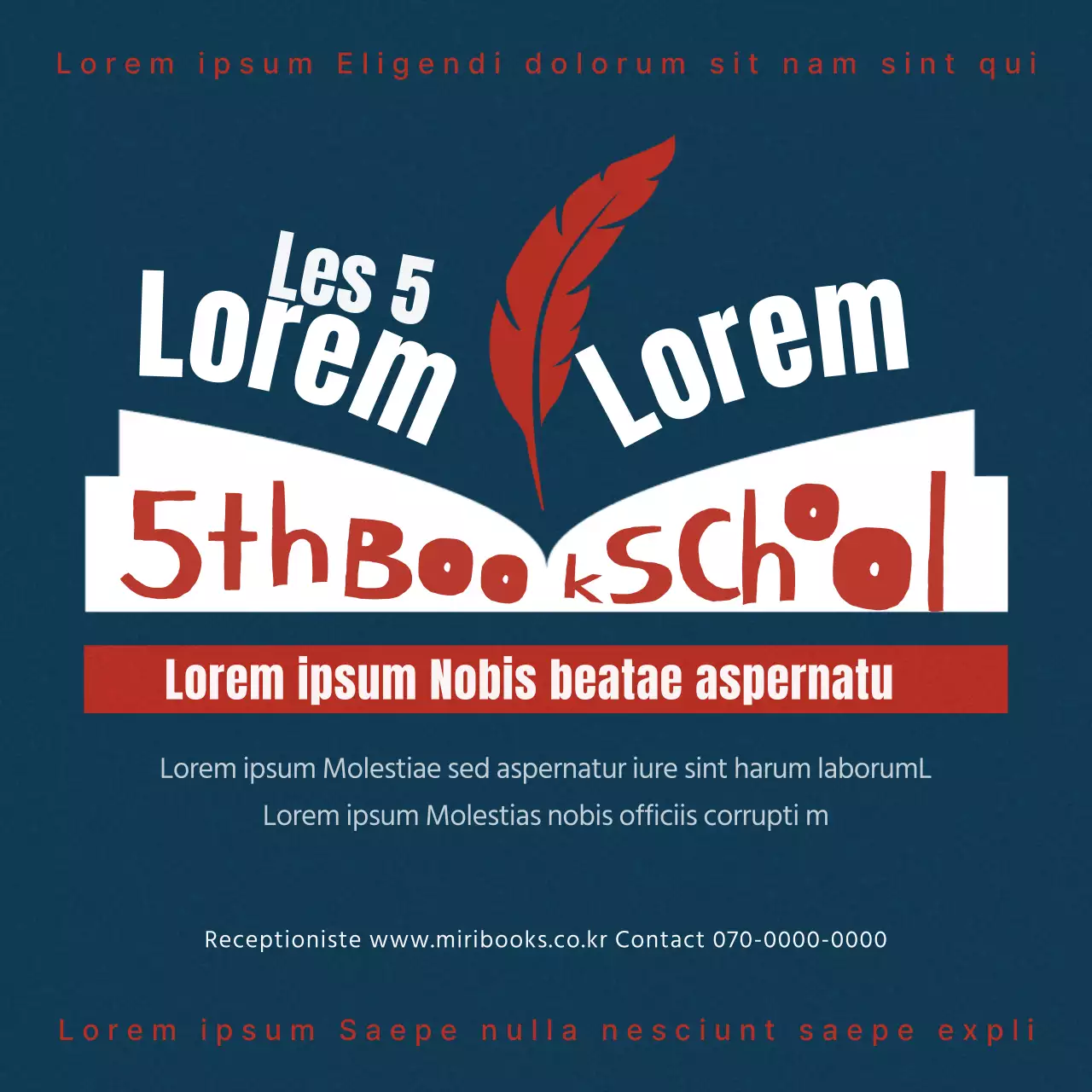 Uitgeverij promo in marineblauw-rood met een vintage uitstraling