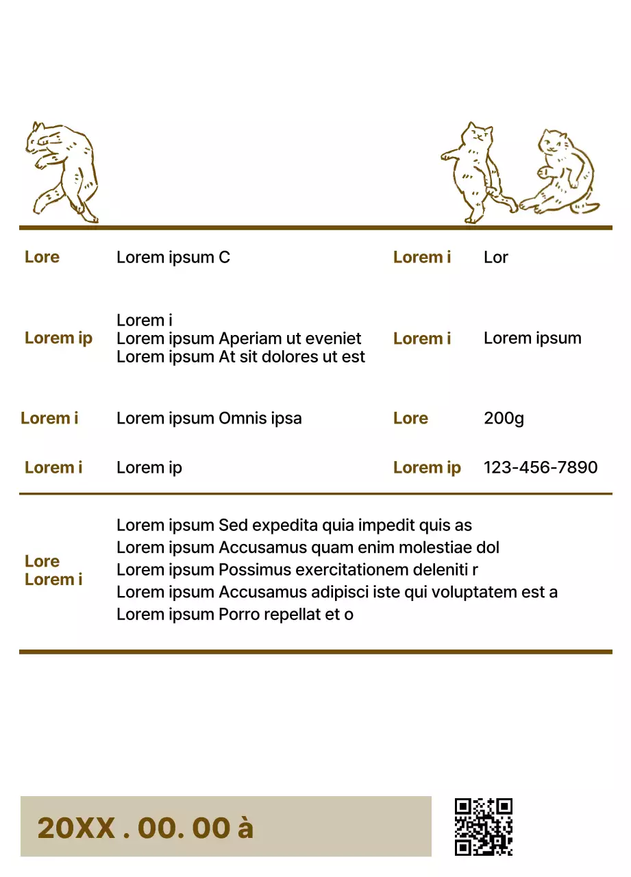 Design simple avec une illustration de chat marron ressemblant à un dessin